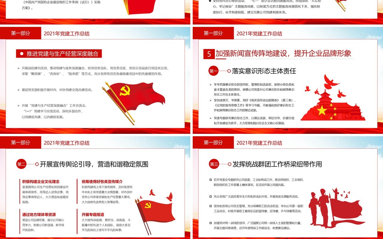 红色国有企业党委工作总结及计划PPT模板