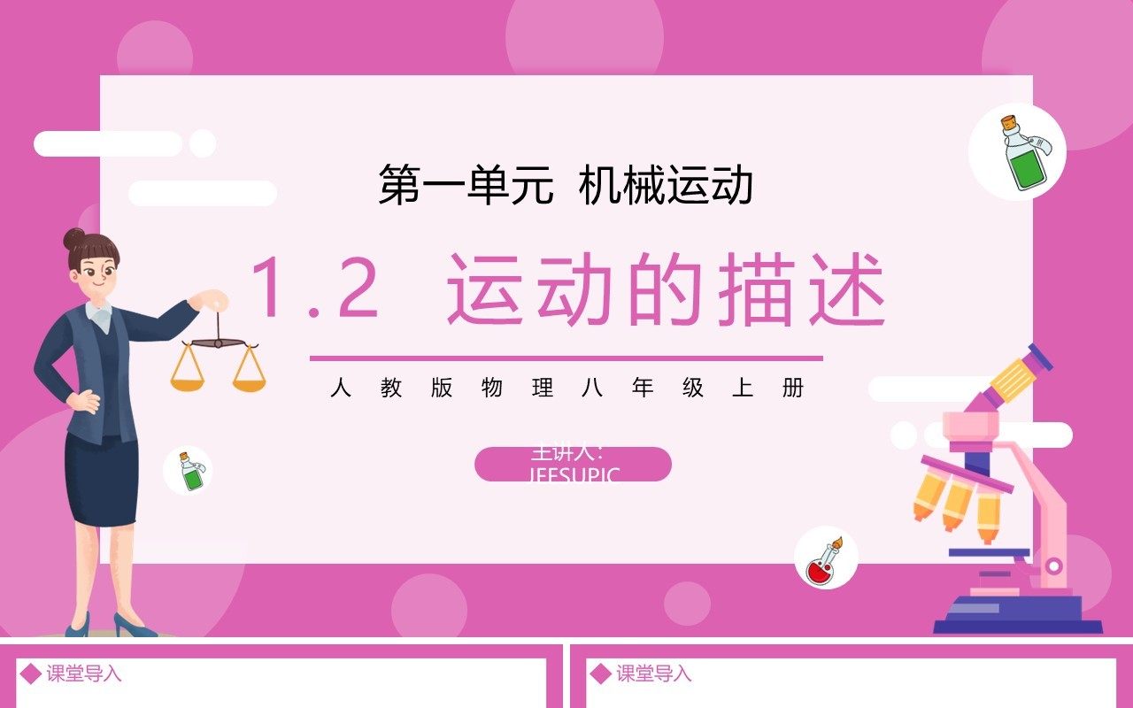 部编版八年级物理上册第一单元机械运动测量运动的描述课件PPT模板