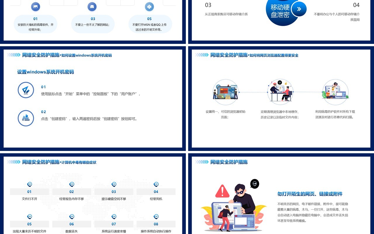 蓝色科技国家网络安全宣传周动态PPT模板