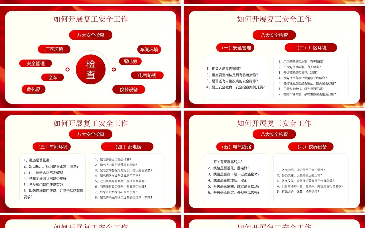 红金卡通风复工复产安全生产培训PPT模板