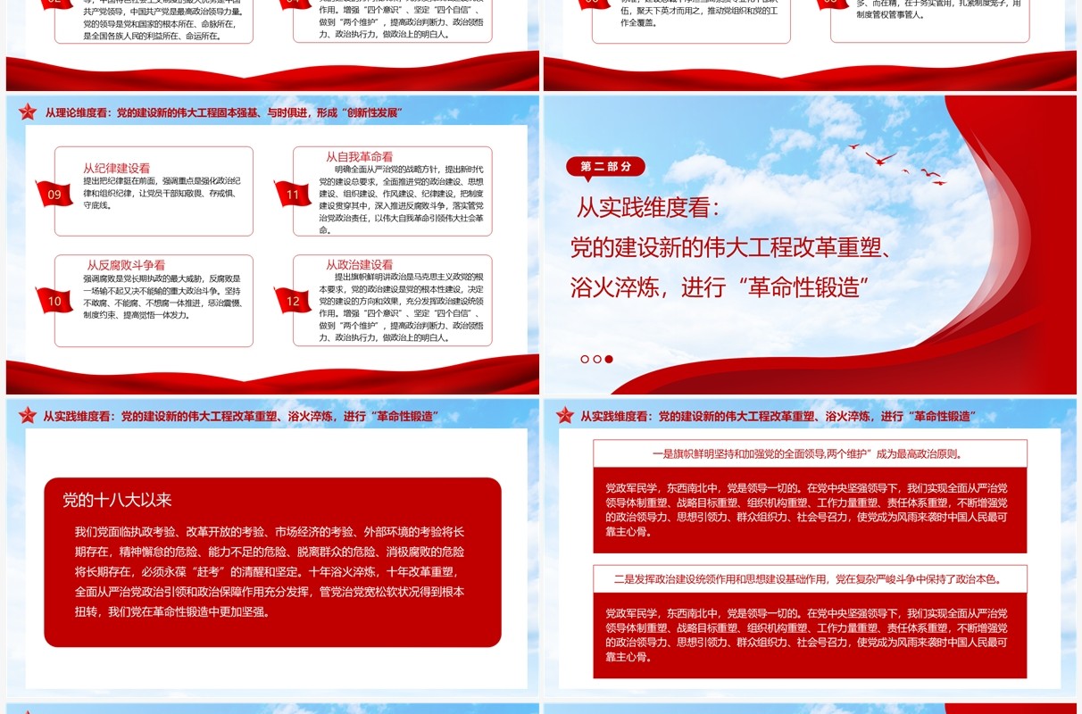 三个维度标注新时代党的建设历史性成就PPT模板
