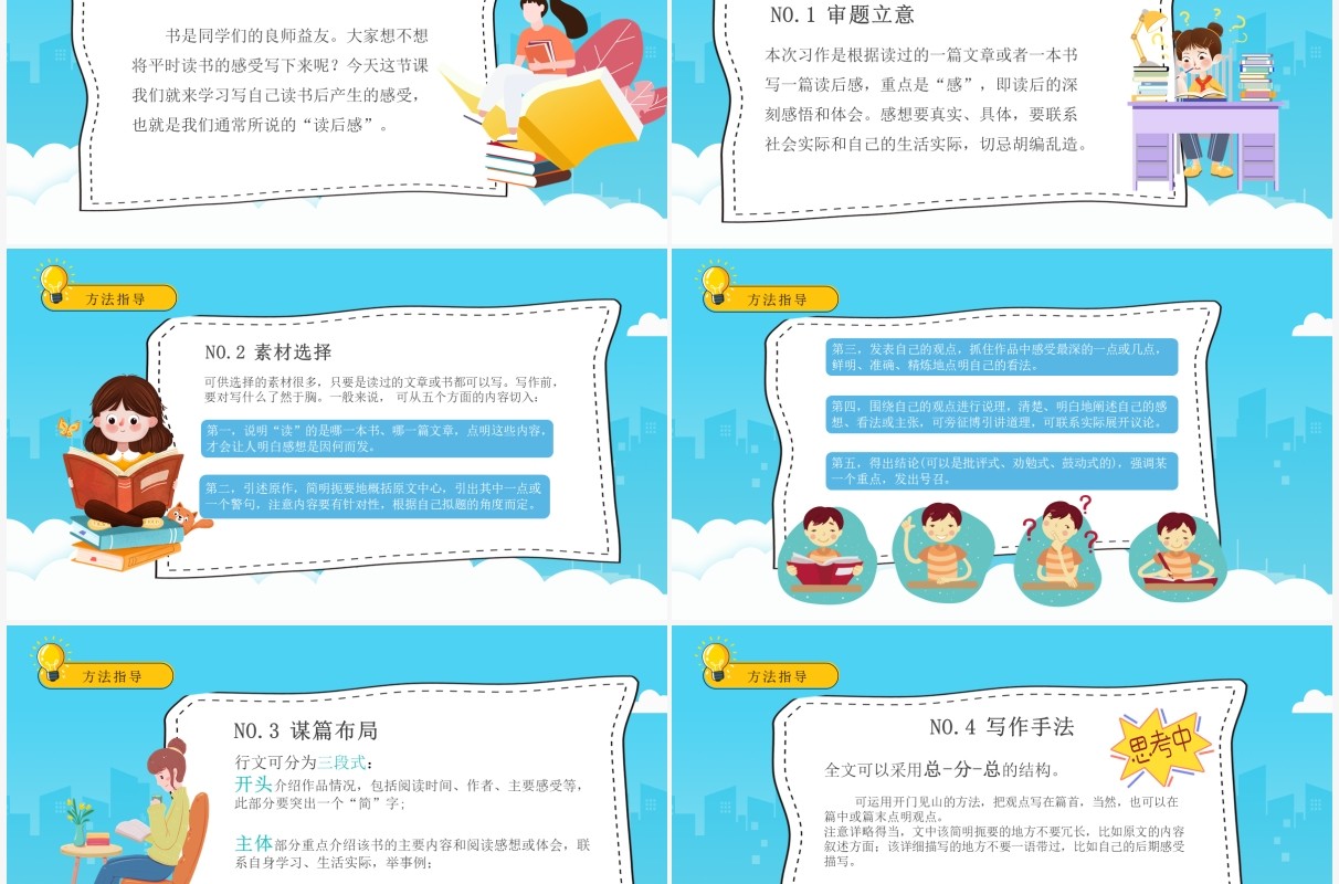 部编版五年级语文下册写读后感课件PPT模板