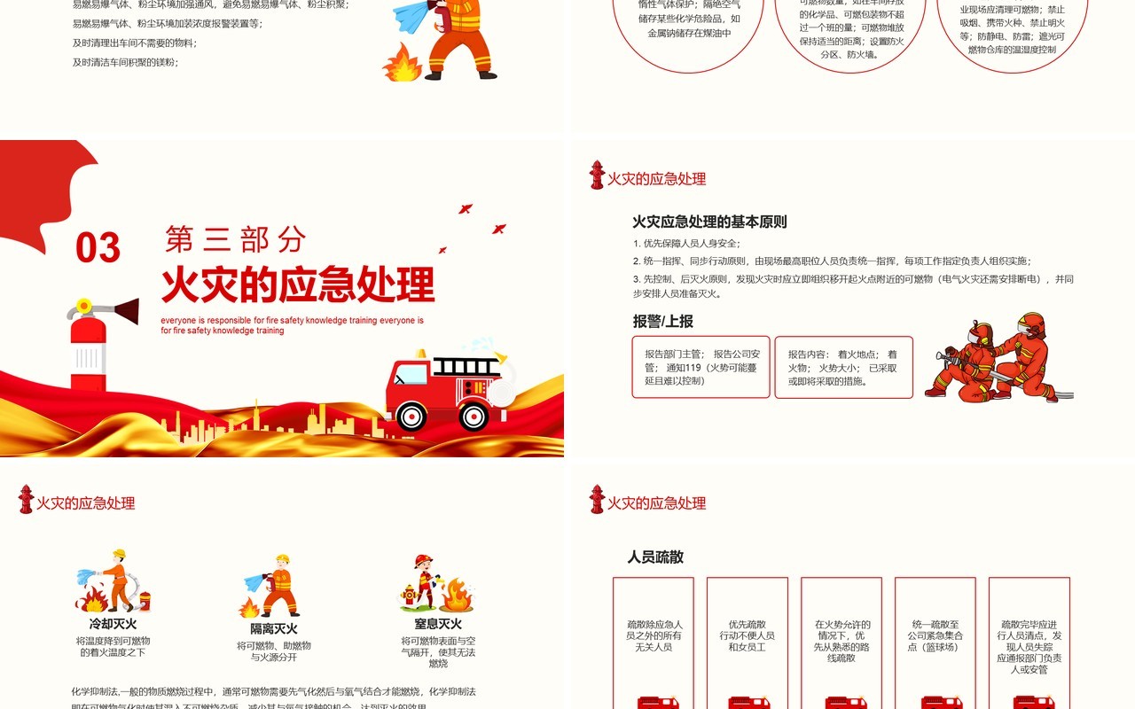 红色消防安全教育人人有责消防安全知识培训动态课件PPT模板
