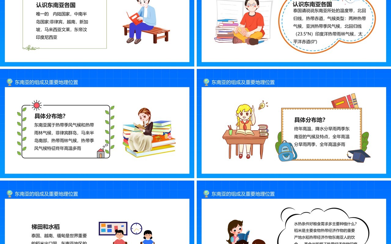 蓝色东南亚的组成及重要地理位置培训动态PPT模板