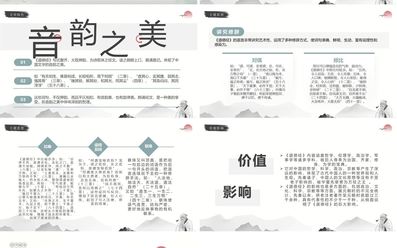 绿色水墨中国风国学经典道德经阅读指导PPT模板