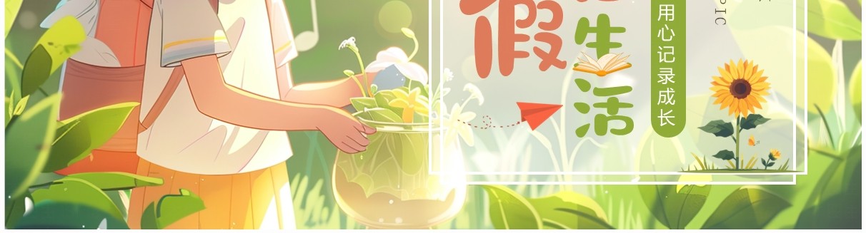 绿色插画风我的暑假生活PPT模板