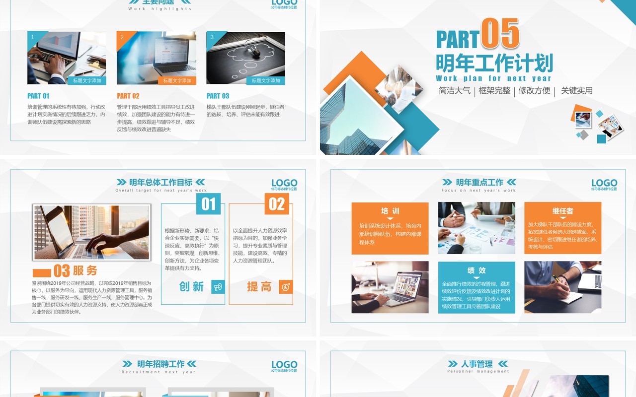 人力资源工作计划总结汇报PPT模板1