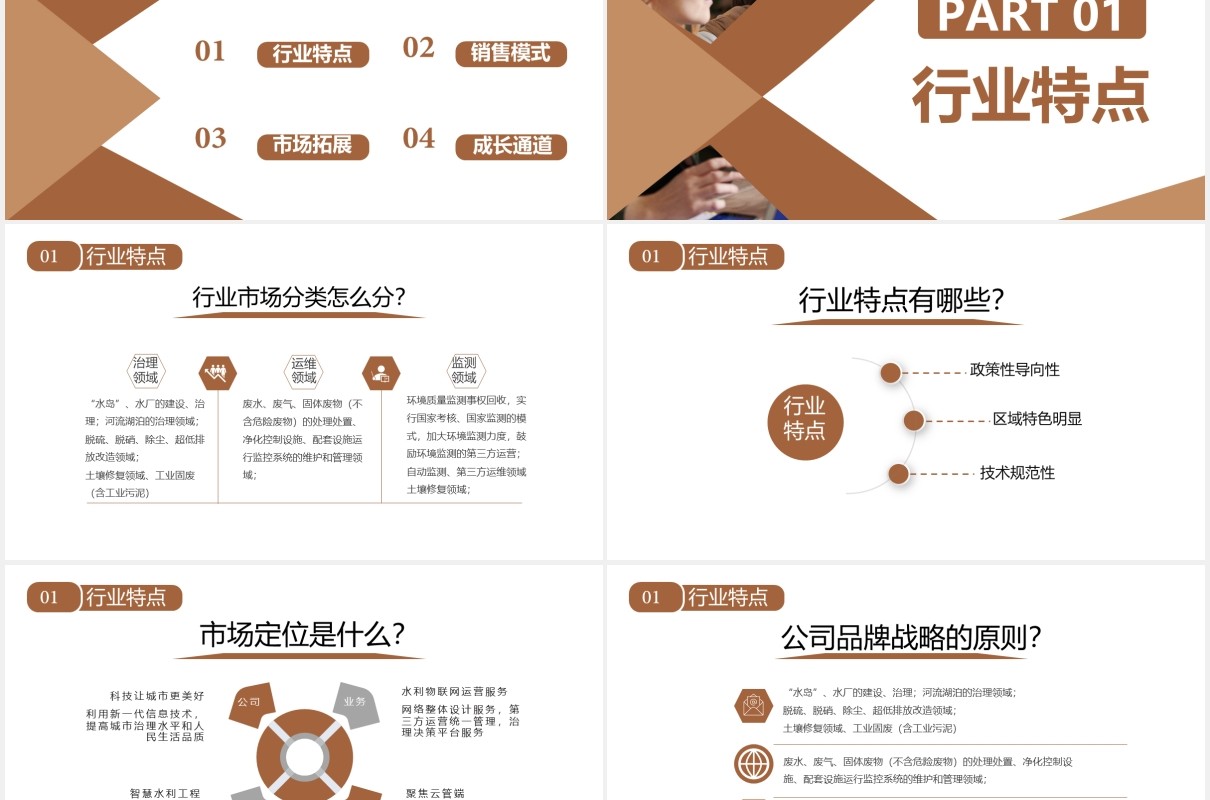 棕色商务公司销售模式及开拓思路培训PPT模板