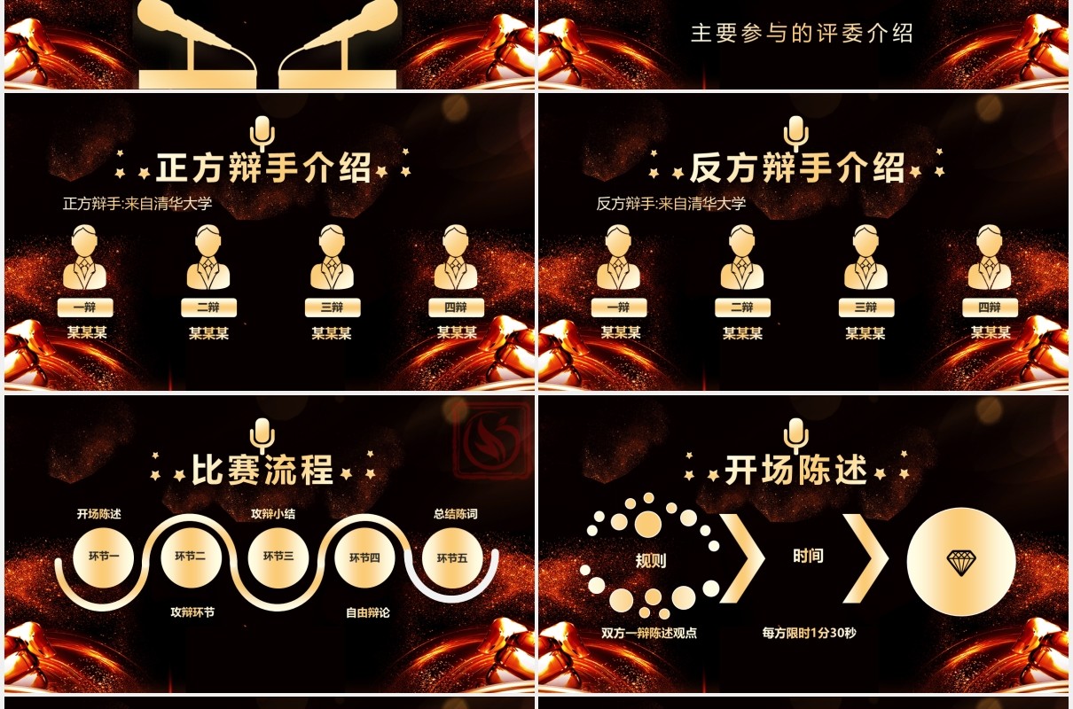 黑金色创意辩论大赛PPT模板