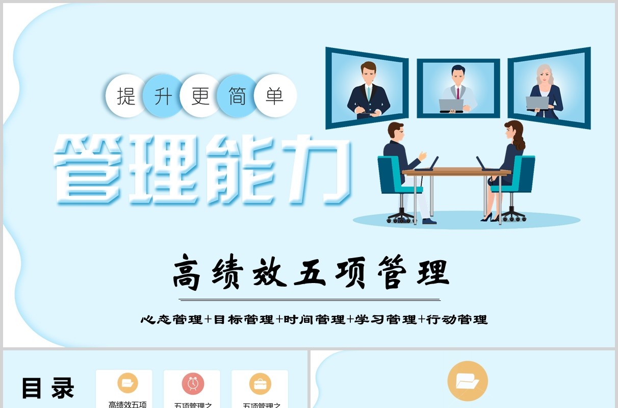 提升管理能力高绩效五项管理企业培训PPT模板