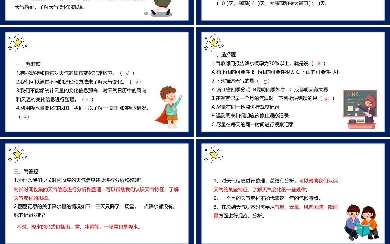 教科版四年级科学上册总结我们的天气观察课件PPT模板