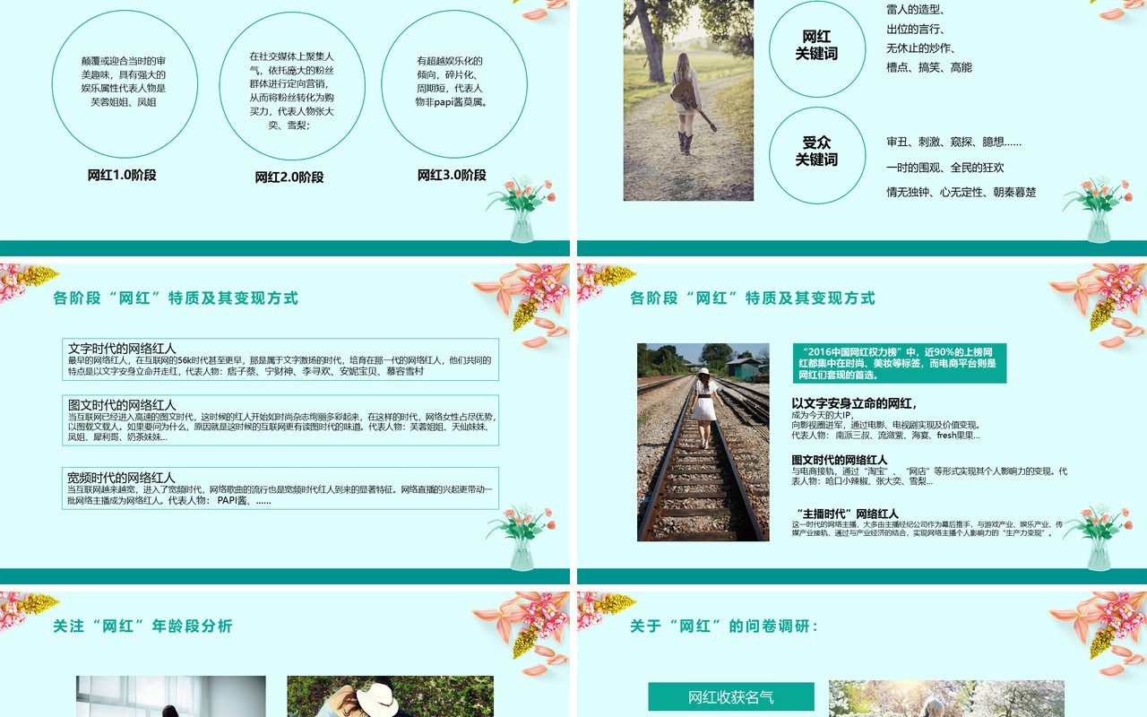 简约关于网红经济的思考分析PPT模板