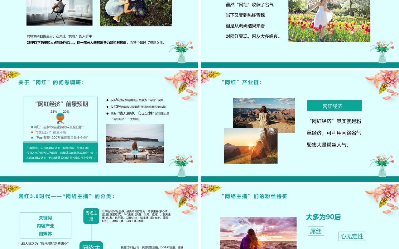 简约关于网红经济的思考分析PPT模板