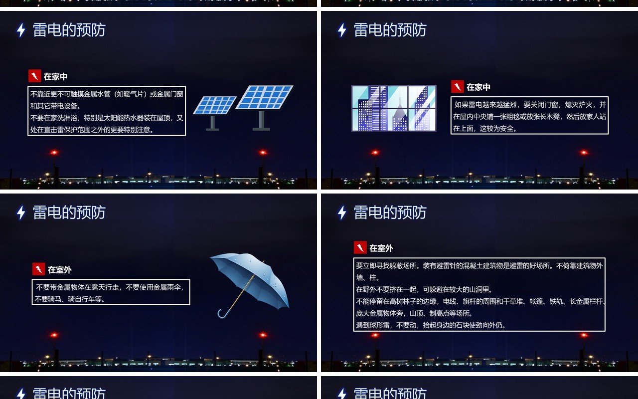 蓝色简约风夏季防雷电安全知识教育PPT模板模板
