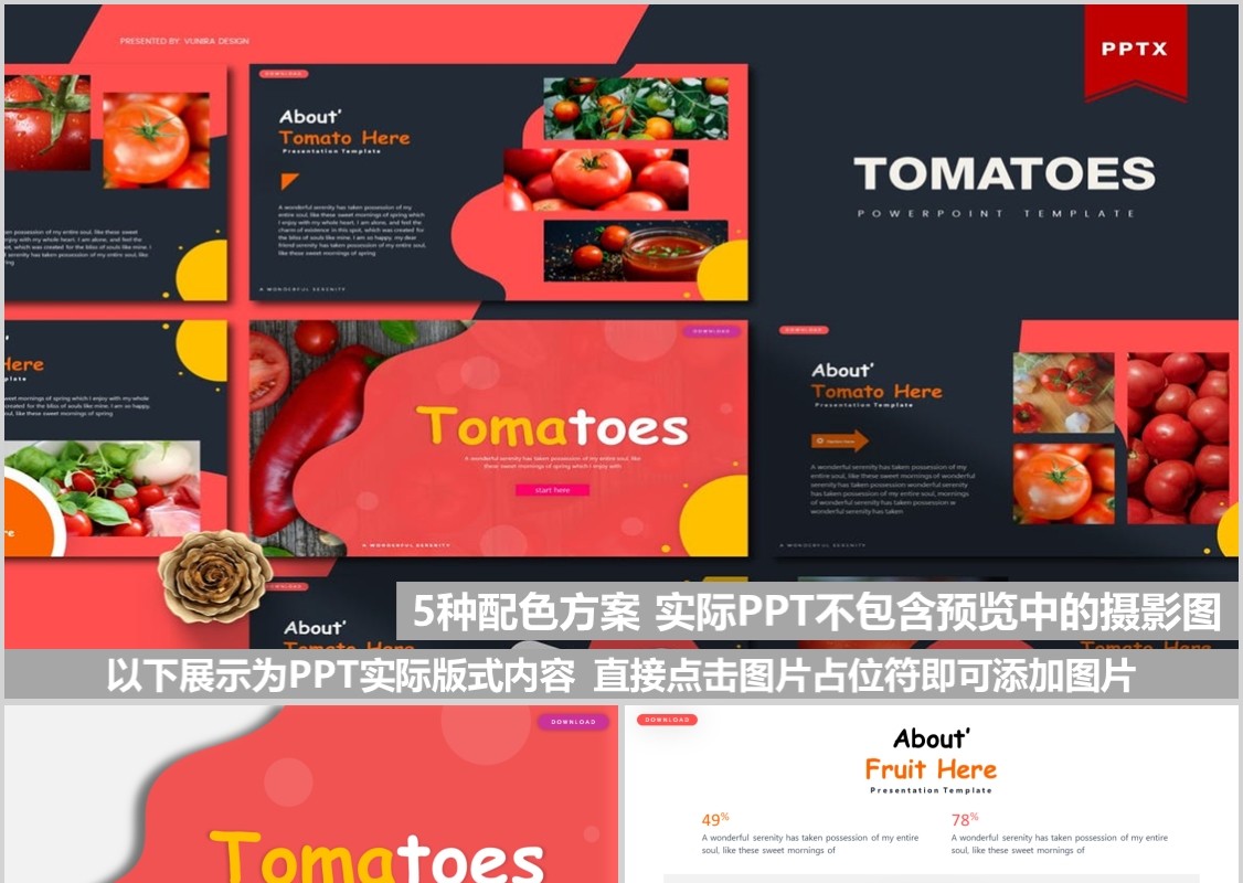 番茄产品展示美食餐饮PPT模板Tomatoes Powerpoint Template