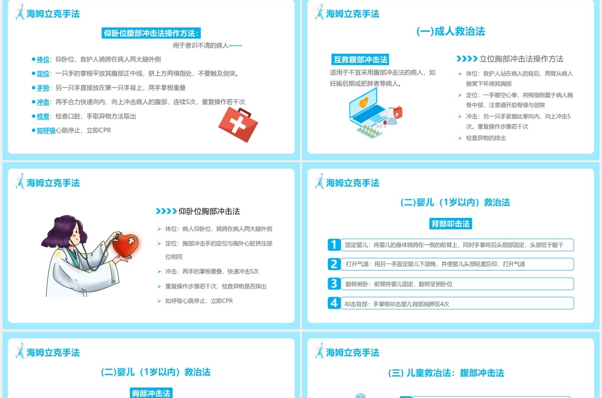 卡通风气道梗阻急救通用PPT模板
