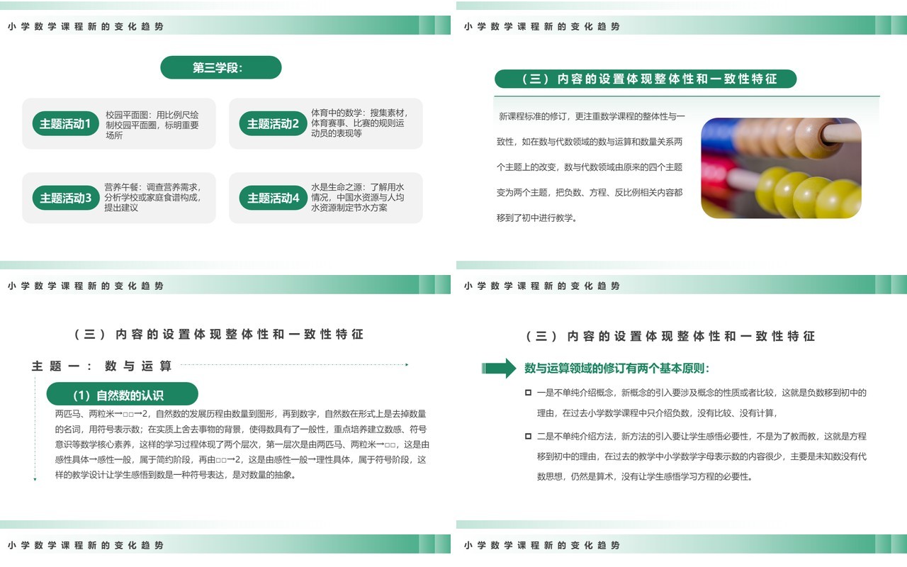 绿色简约风义务教育数学课程标准PPT模板