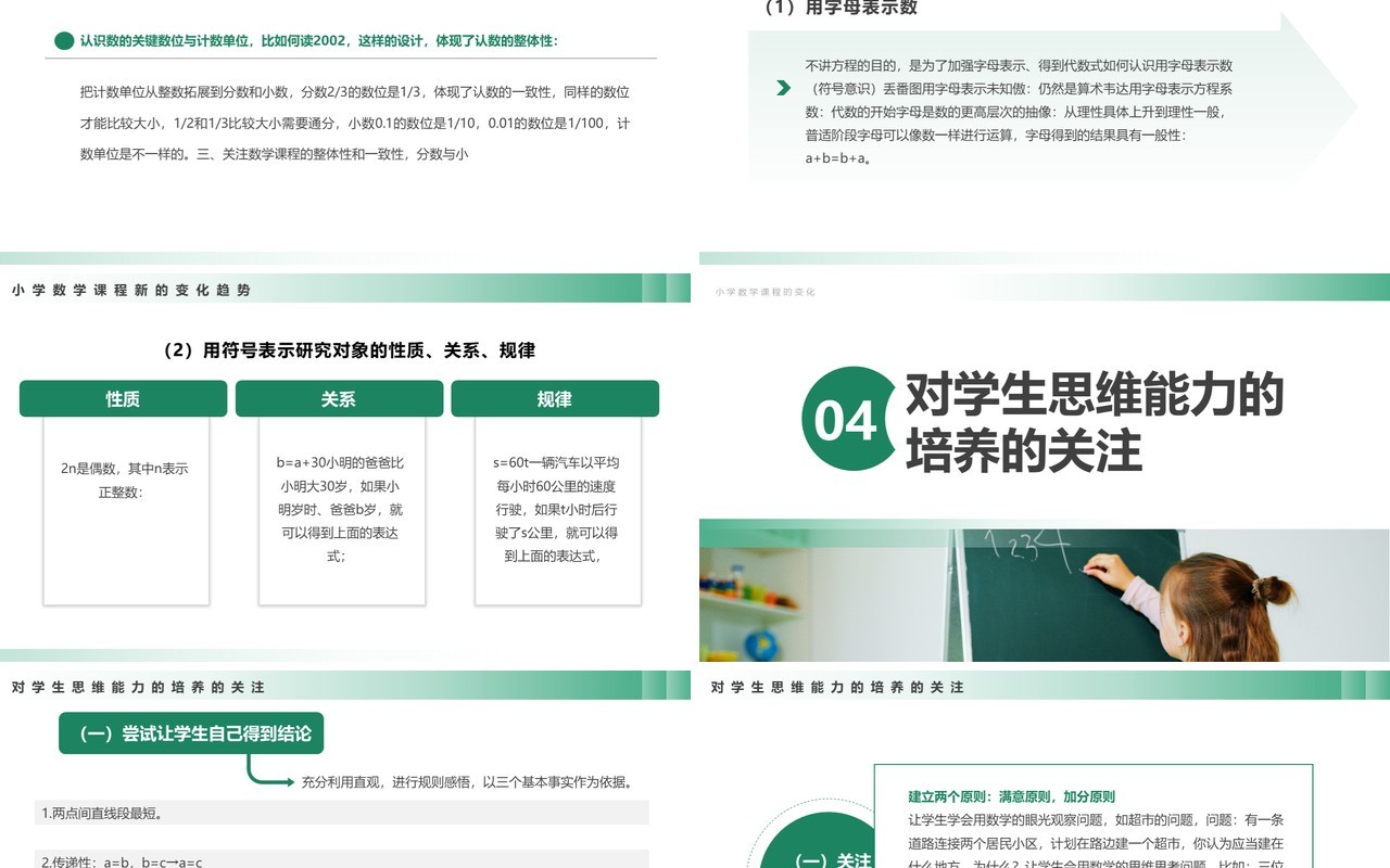 绿色简约风义务教育数学课程标准PPT模板