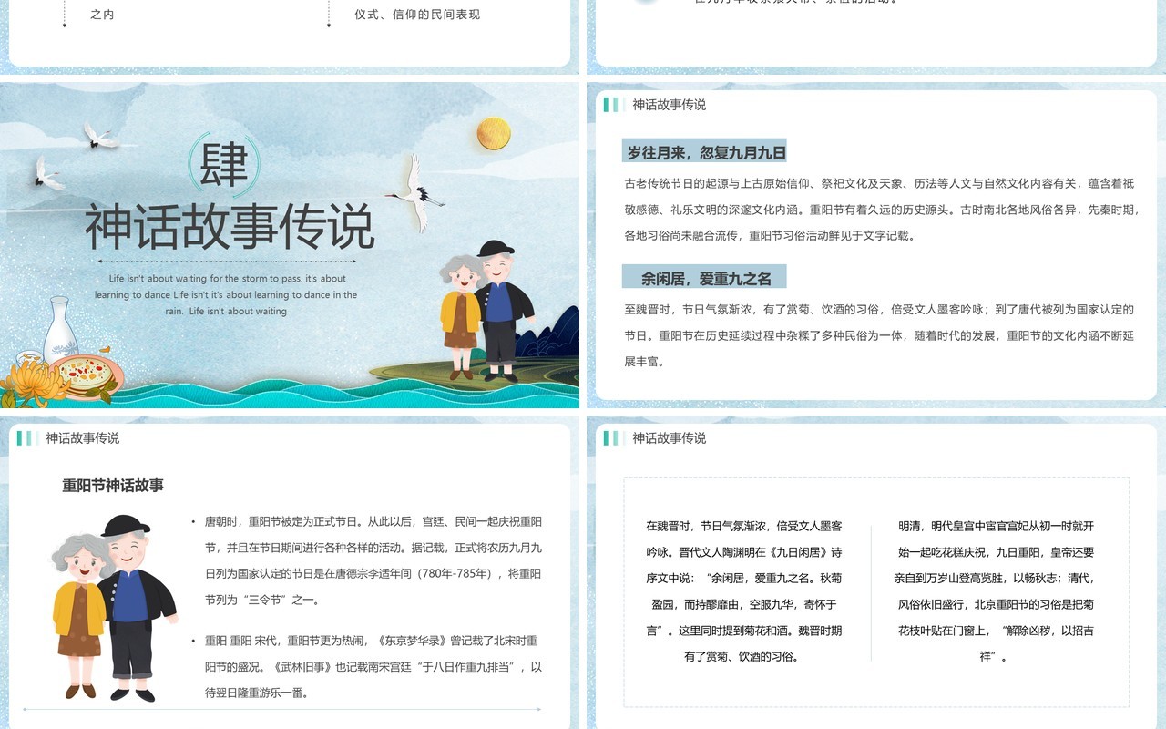 中国风重阳节介绍主题班会PPT模板