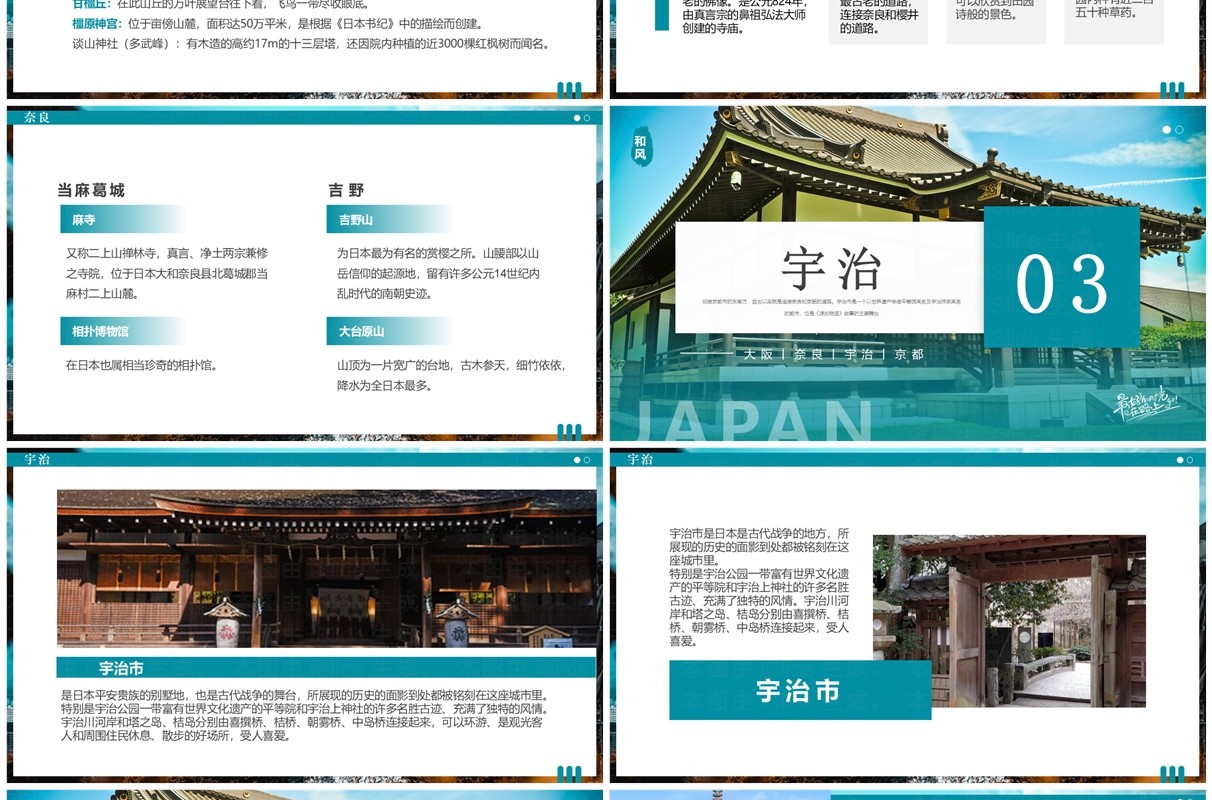 绿色简约风日本旅游介绍PPT通用模板
