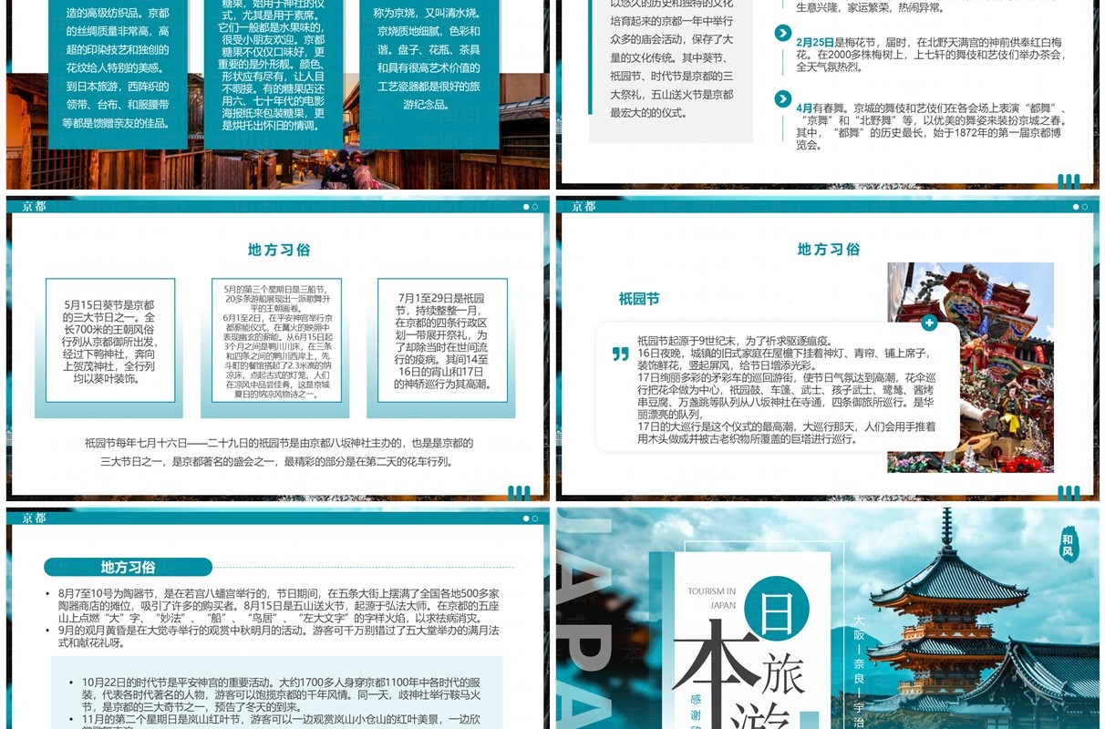 绿色简约风日本旅游介绍PPT通用模板