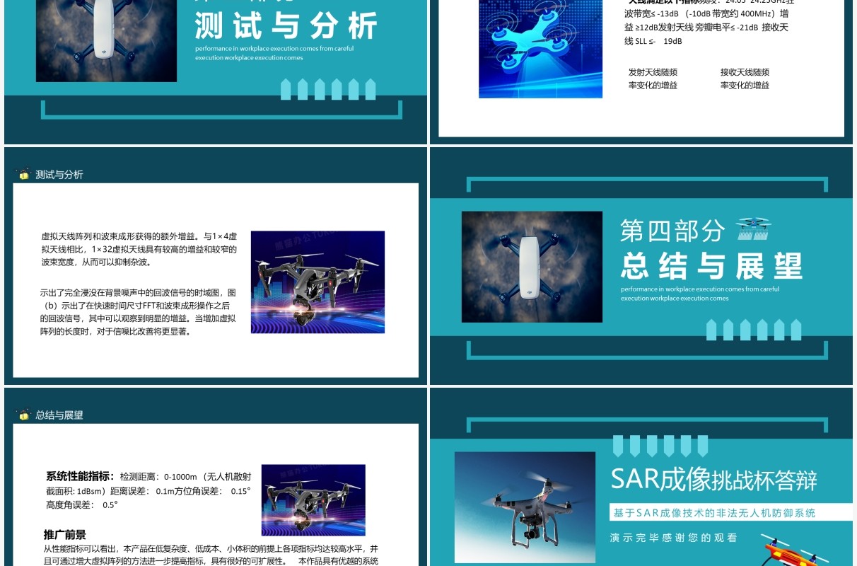 SAR成像技术的非法无人机防御系统答辩动态PPT模板