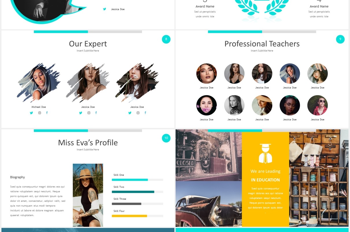 教育工作汇报数据图表可视化PPT素材模板educa powerpoint template