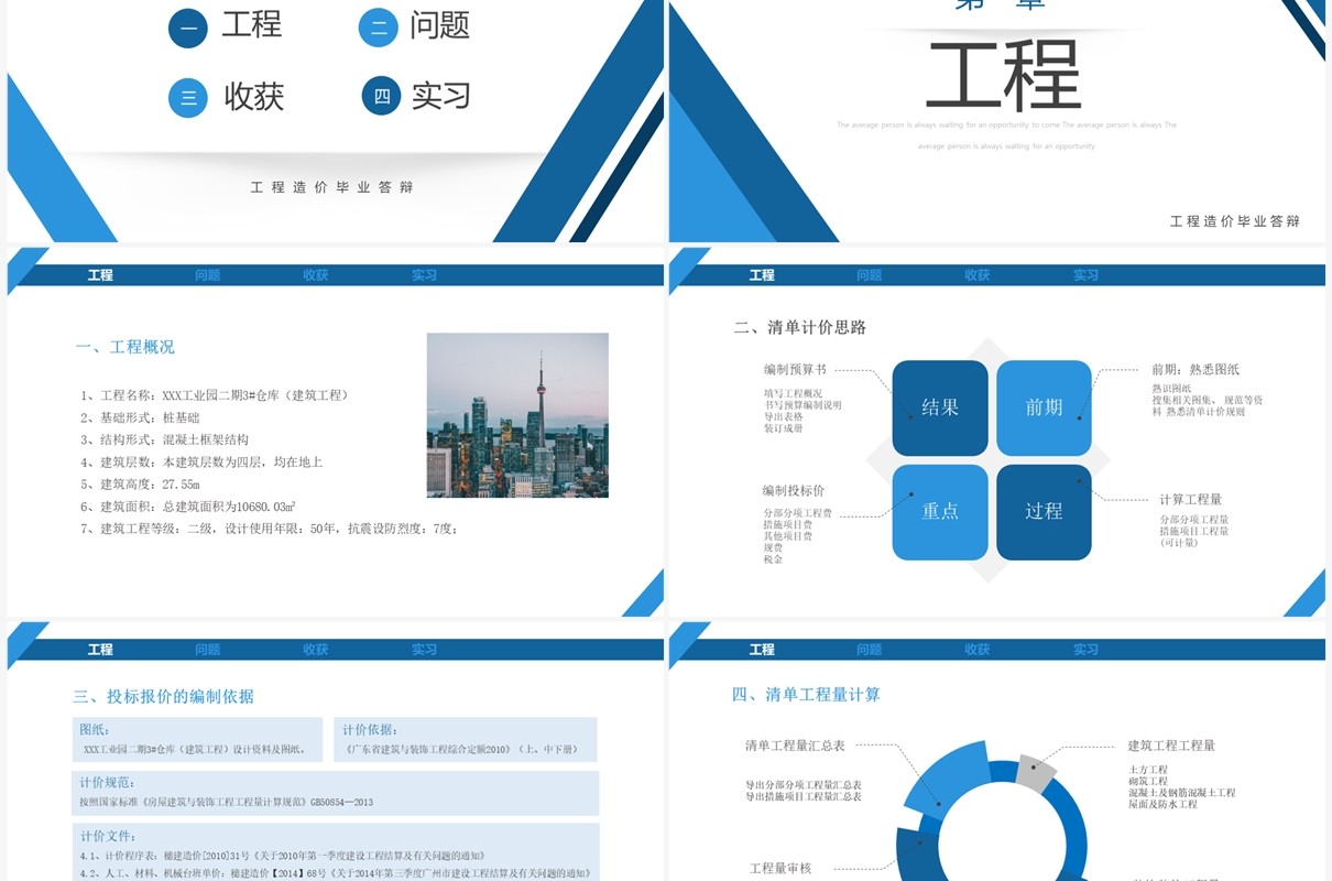 蓝色仓库工程预算书编制PPT模板