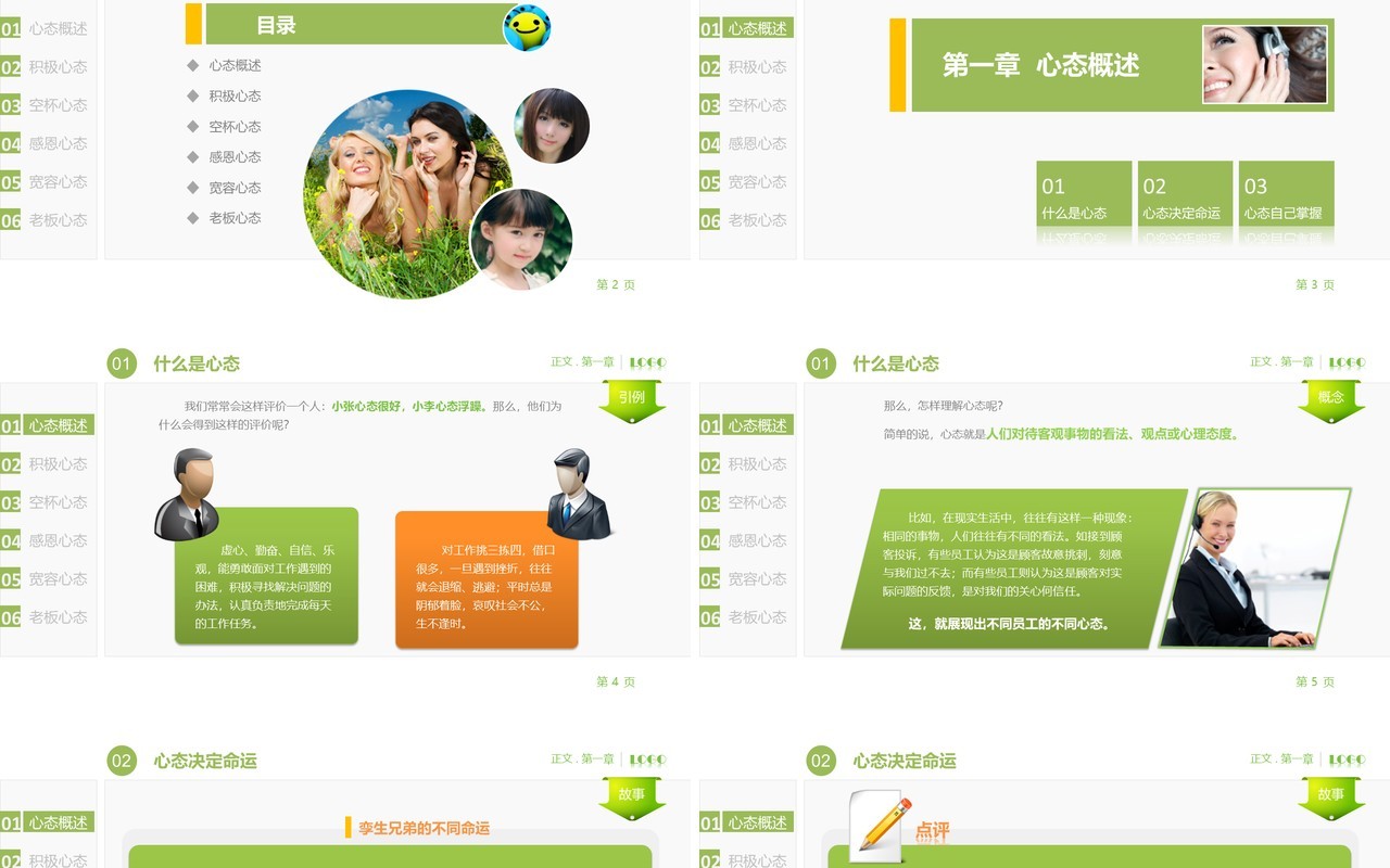 绿色简约塑造物种心态培训课件PPT模板