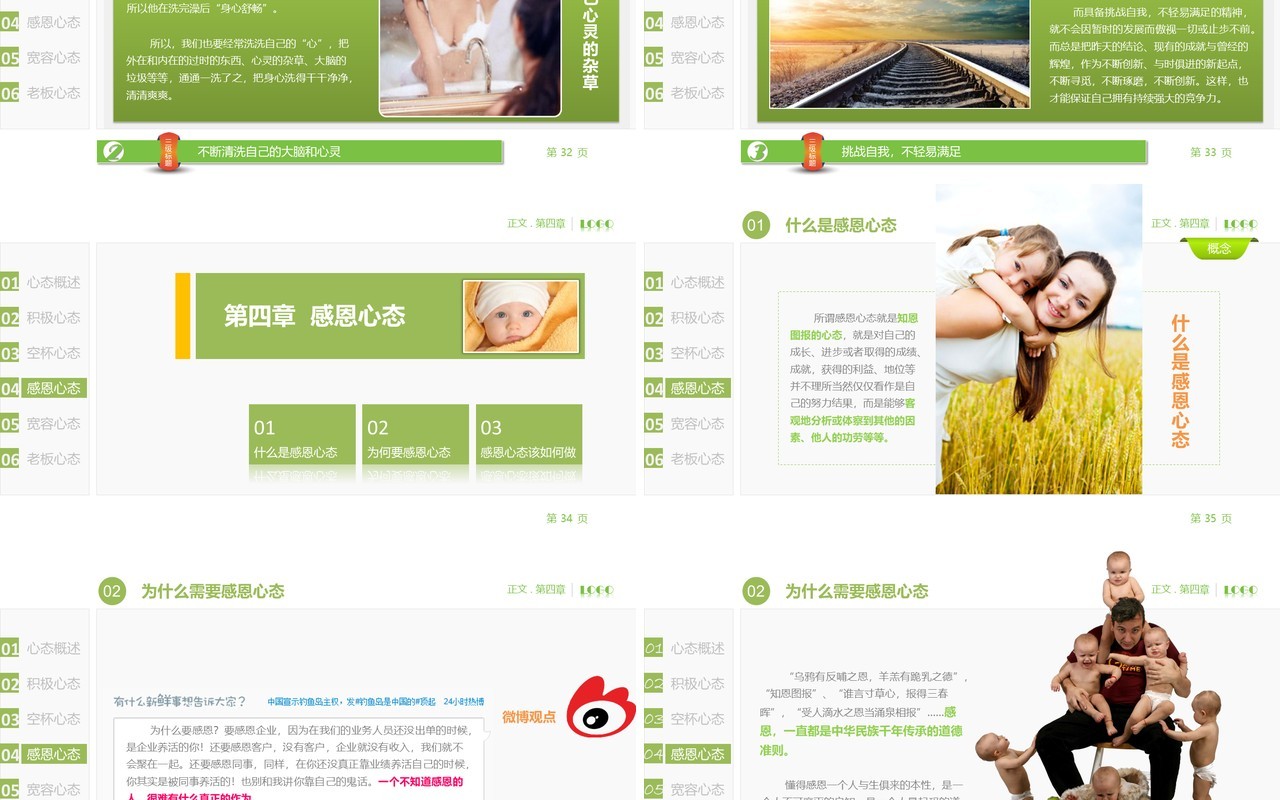 绿色简约塑造物种心态培训课件PPT模板