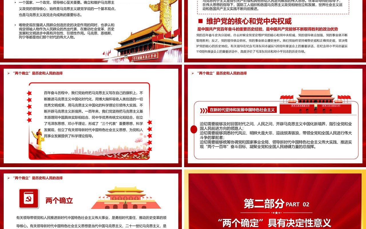 深刻理解两个确立的决定性意义宣传PPT模板