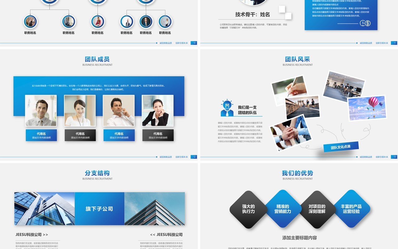 蓝色简约企业介绍公司宣传PPT模板