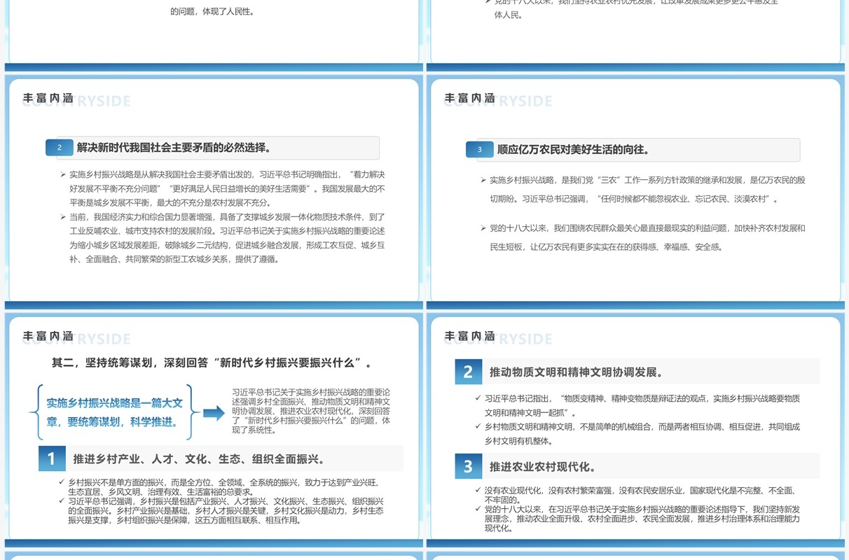 蓝色简约实施乡村振兴战略介绍PPT模板