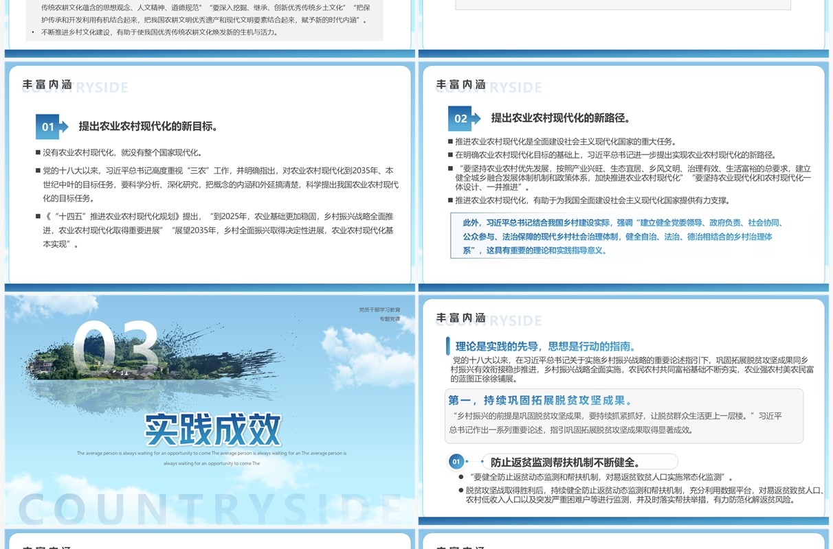 蓝色简约实施乡村振兴战略介绍PPT模板