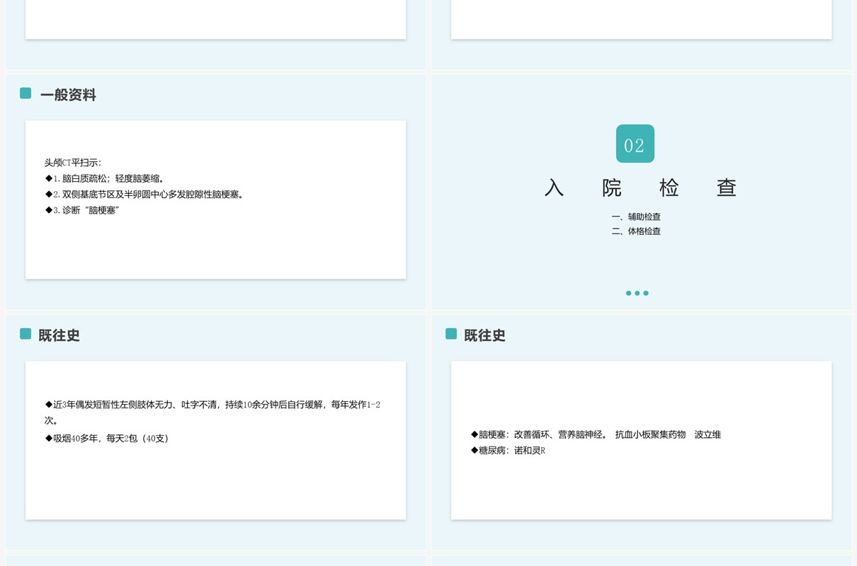 绿色简约脑梗塞护理查房PPT模板