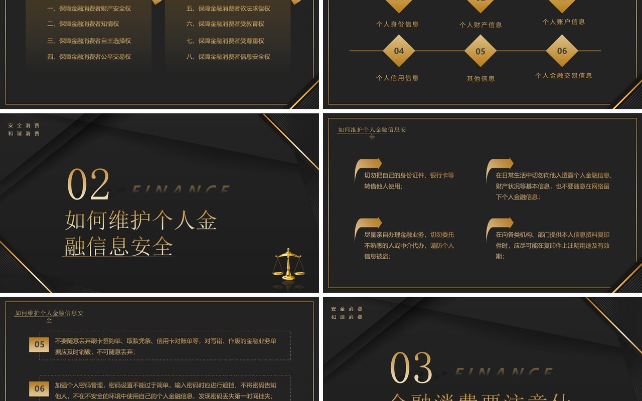黑金商务风315金融消费维权宣传PPT模板