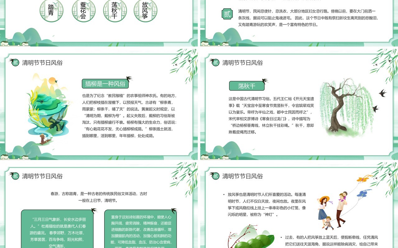 绿色中国风清明节节日介绍PPT模板