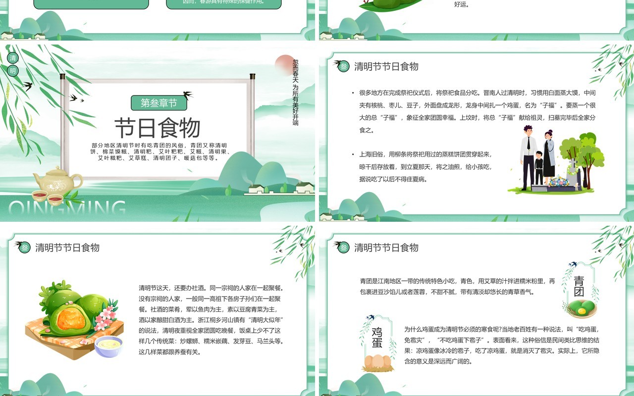 绿色中国风清明节节日介绍PPT模板