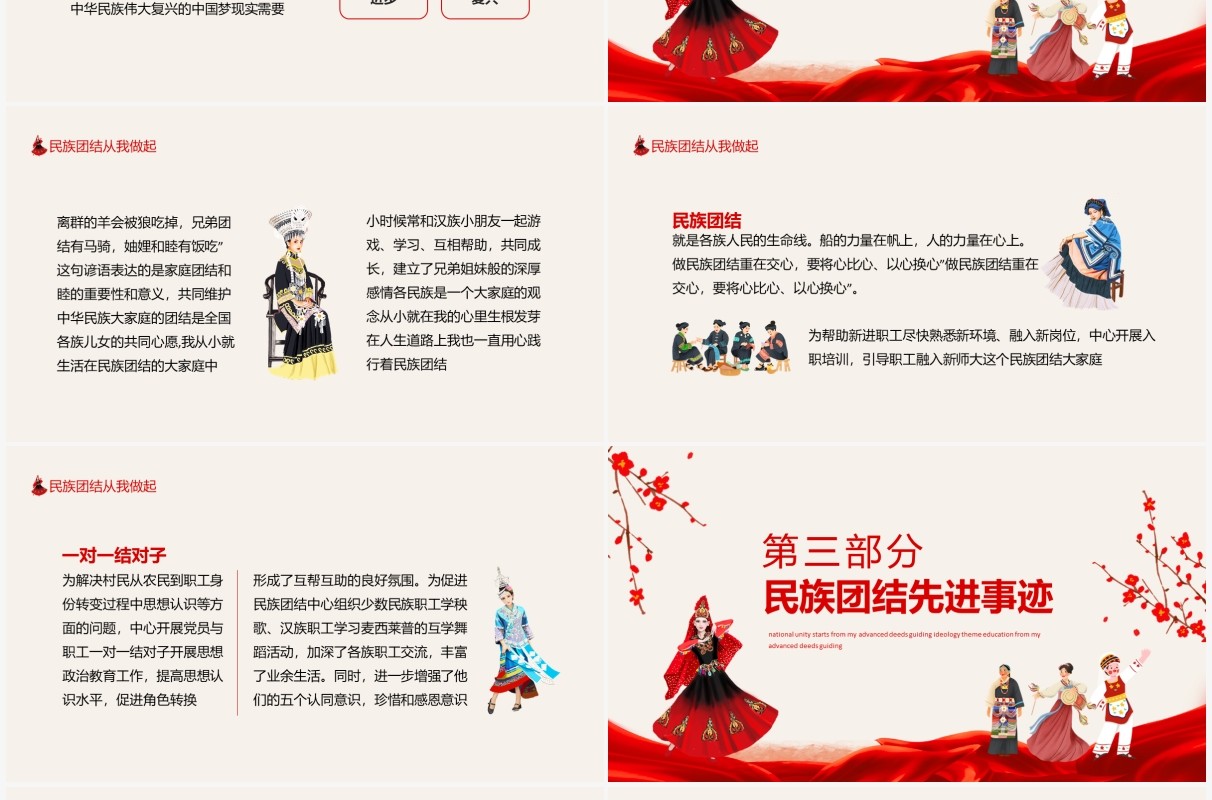 民族团结先进事迹指导思想主题教育动态PPT模板