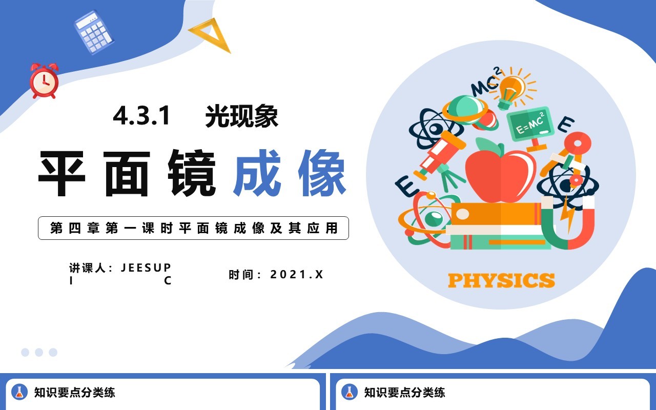 4.3.1第四章平面镜成像及其应用八年级物理课件PPT模版