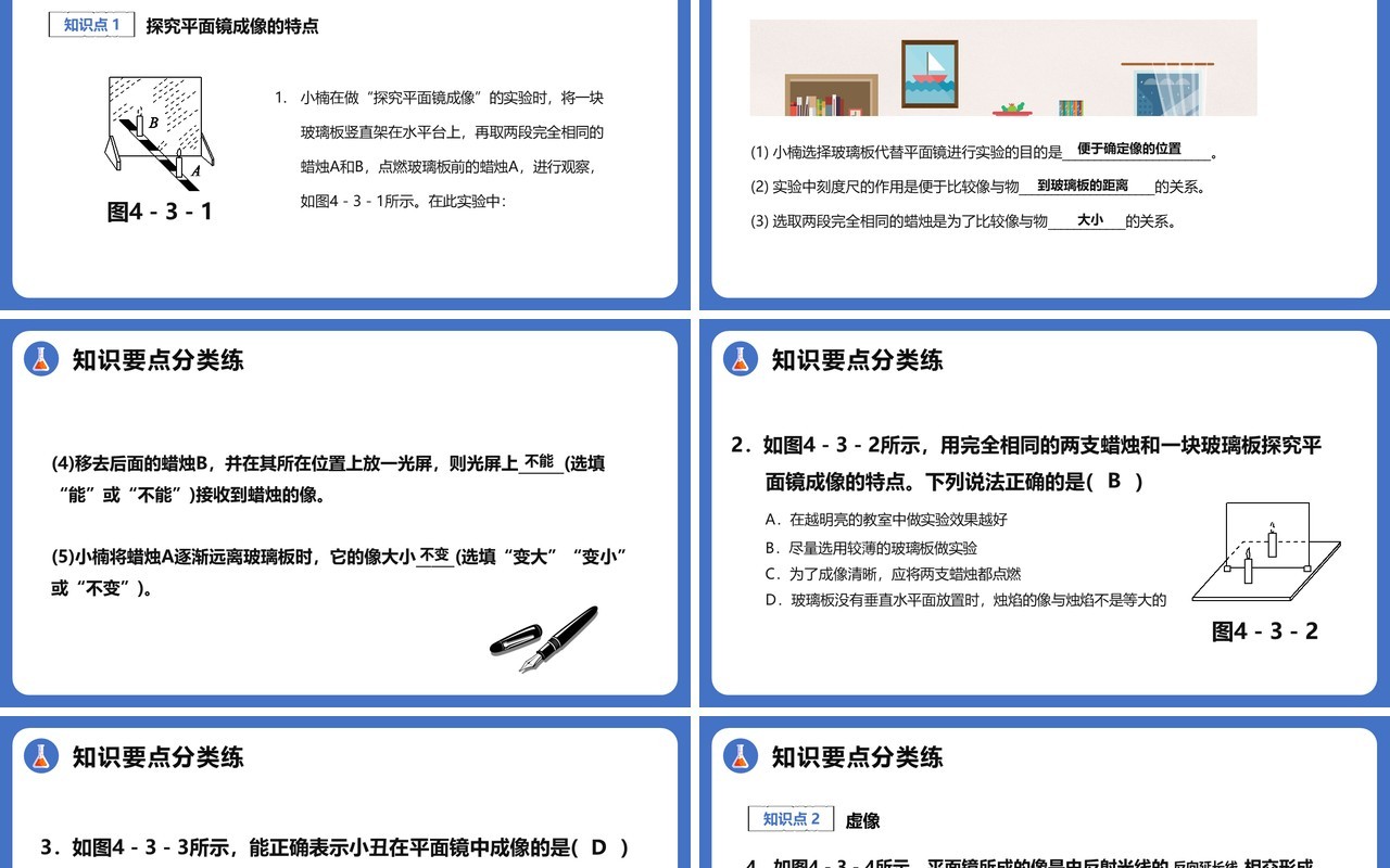 4.3.1第四章平面镜成像及其应用八年级物理课件PPT模版