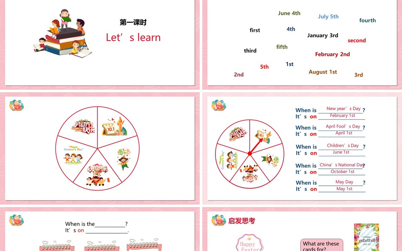 部编版五年级英语下册When is Eastr第一课时PPT模板