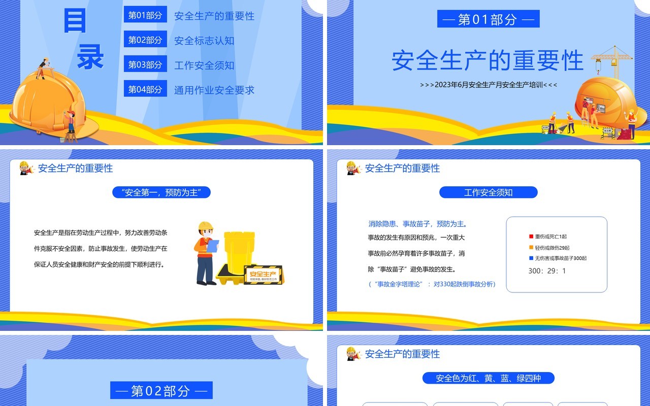 蓝色卡通企业安全生产月主题培训PPT模板