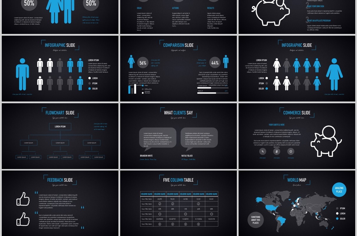 多功能深浅两套PPT演示模板手机电脑模型Duende dark Light Powerpoint template