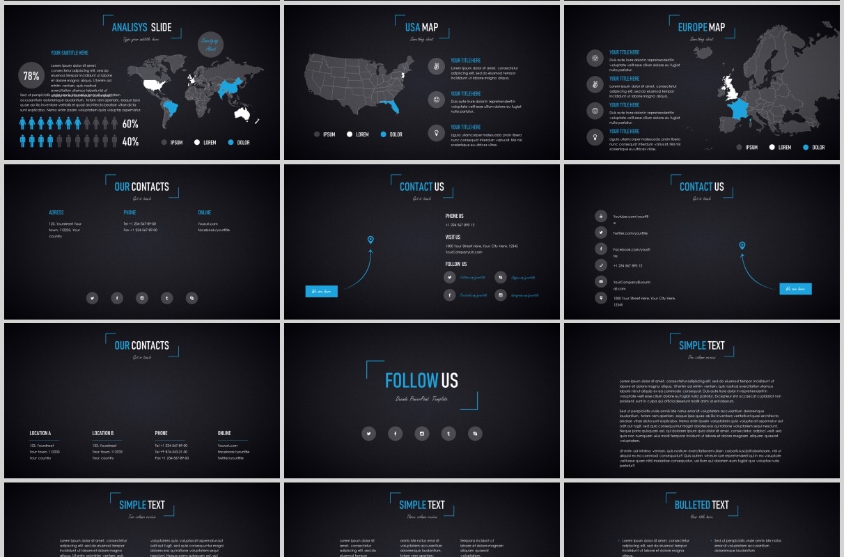 多功能深浅两套PPT演示模板手机电脑模型Duende dark Light Powerpoint template