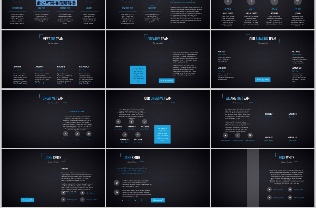 多功能深浅两套PPT演示模板手机电脑模型Duende dark Light Powerpoint template