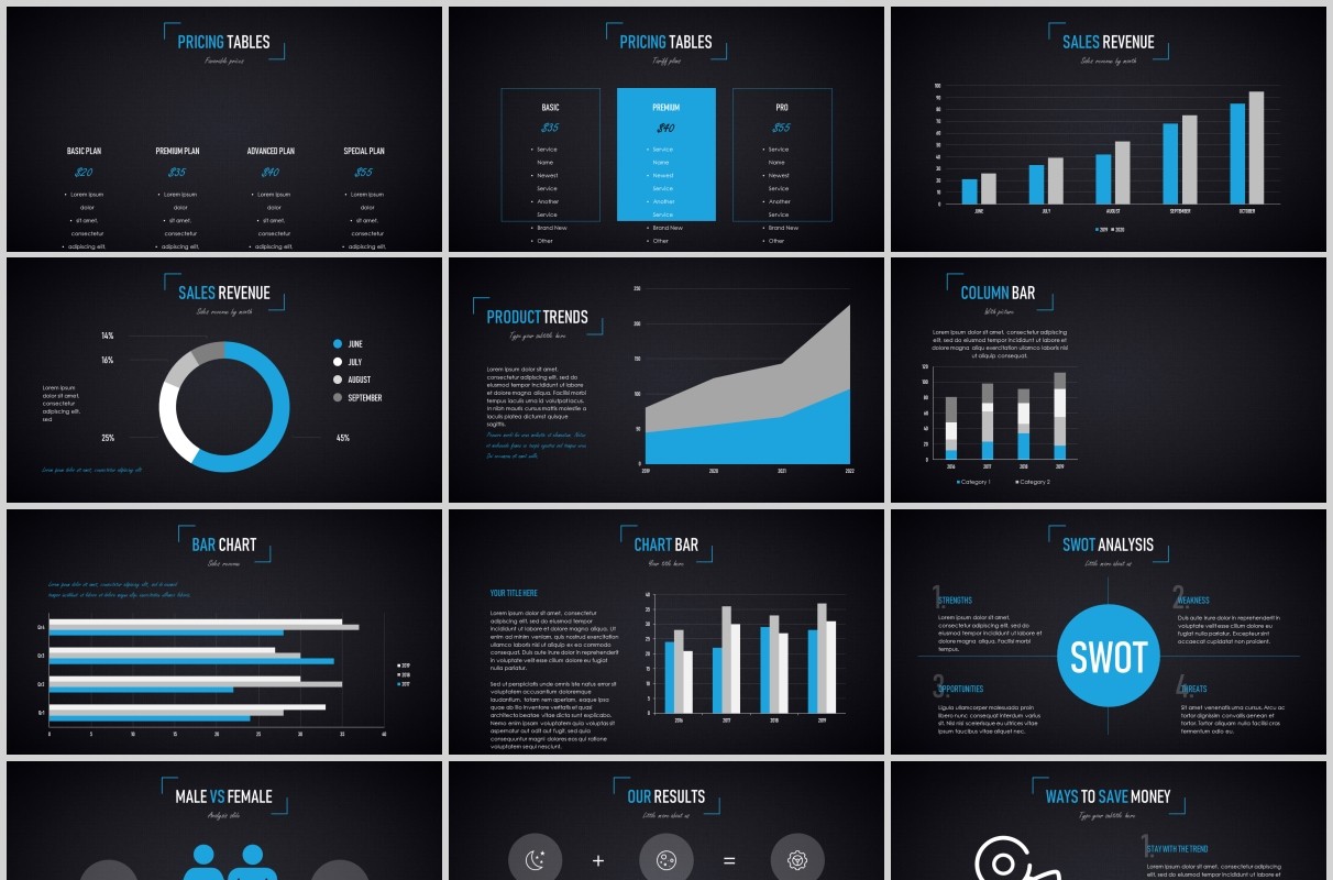多功能深浅两套PPT演示模板手机电脑模型Duende dark Light Powerpoint template
