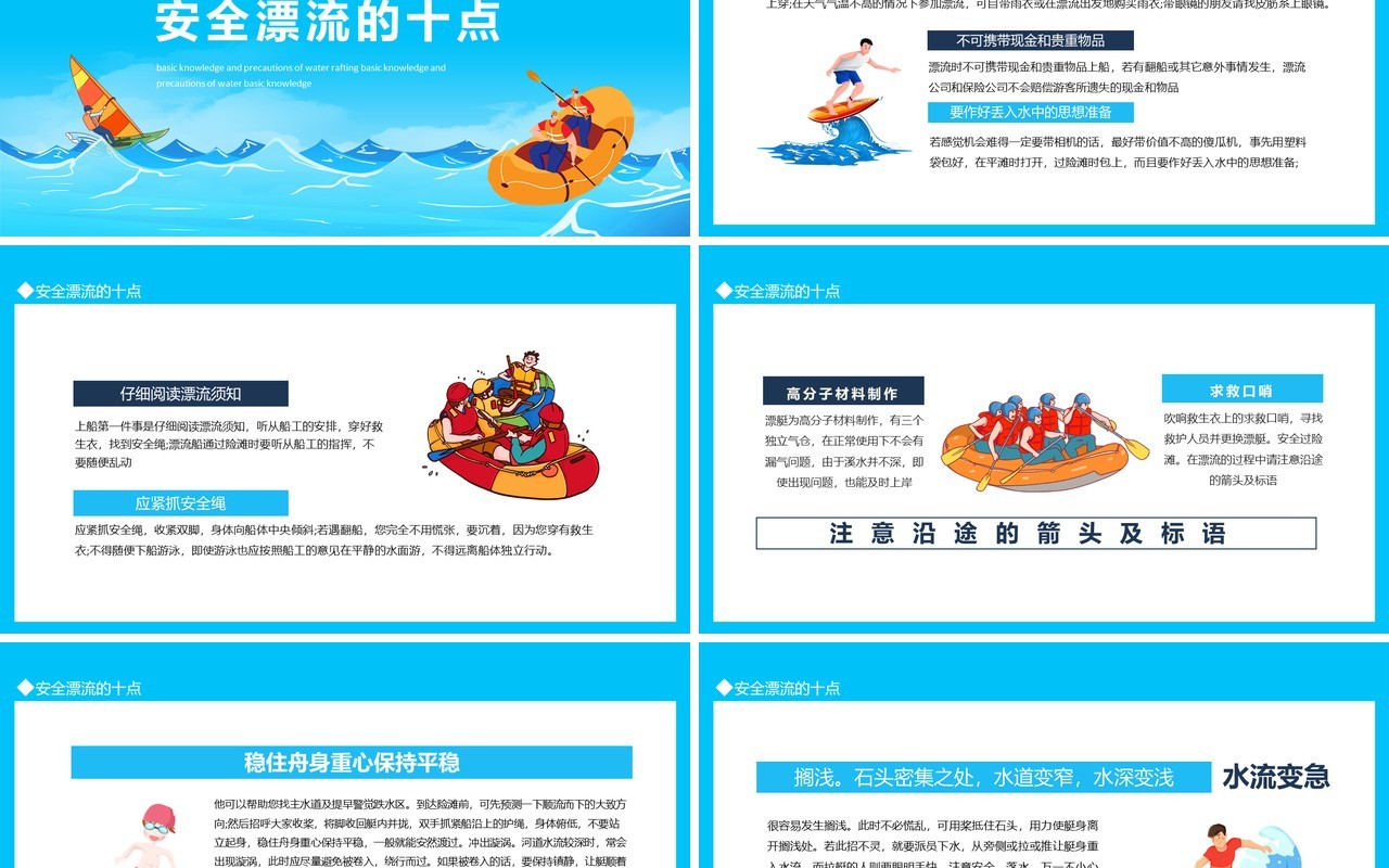 水上漂流的基本常识及注意事项动态PPT模板