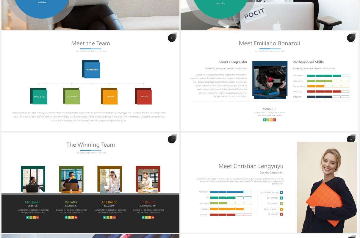 商务公司组织架构流程图PPT素材模板twenty 3 powerpoint template
