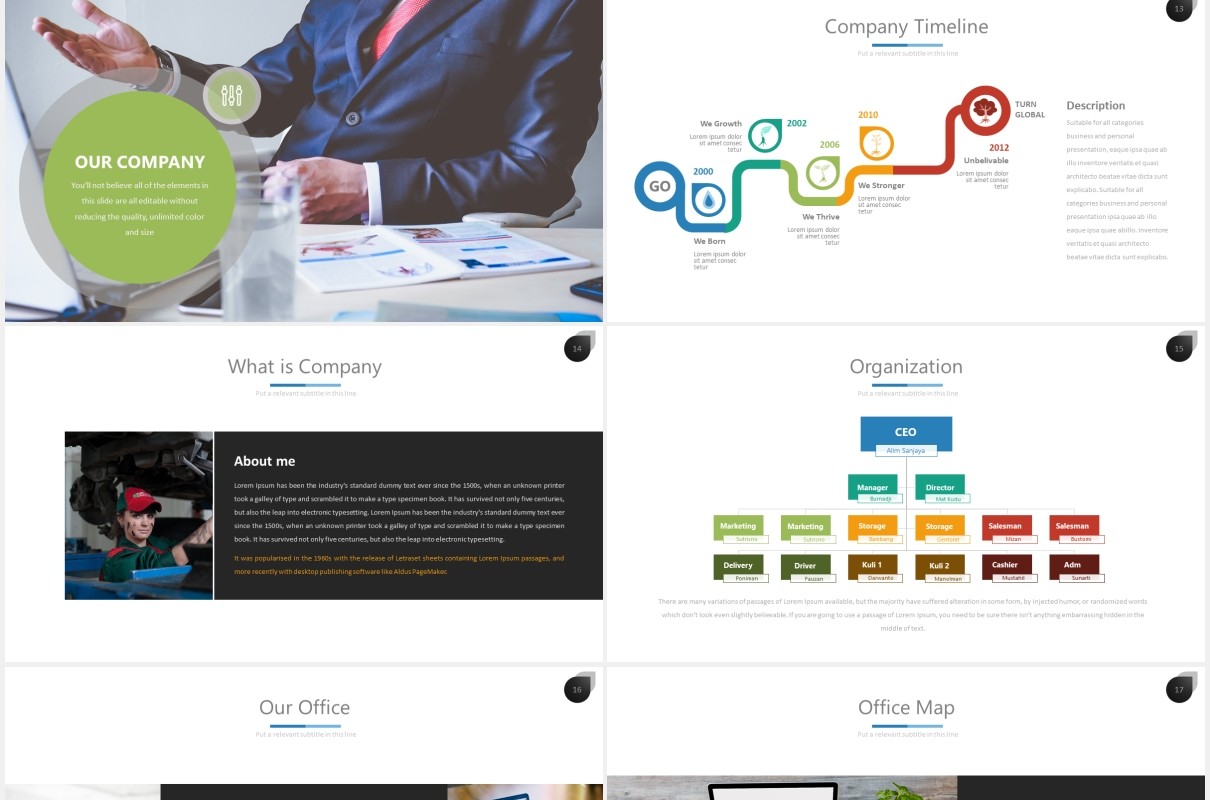 商务公司组织架构流程图PPT素材模板twenty 3 powerpoint template